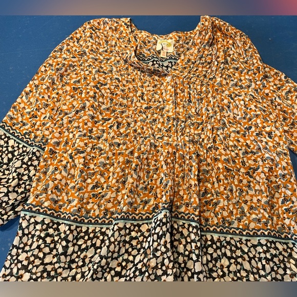 fig and flower Tops - Fig & Flower Anthropologie Top Womens Small Floral Sheer‎ Boho Peasant Blouse